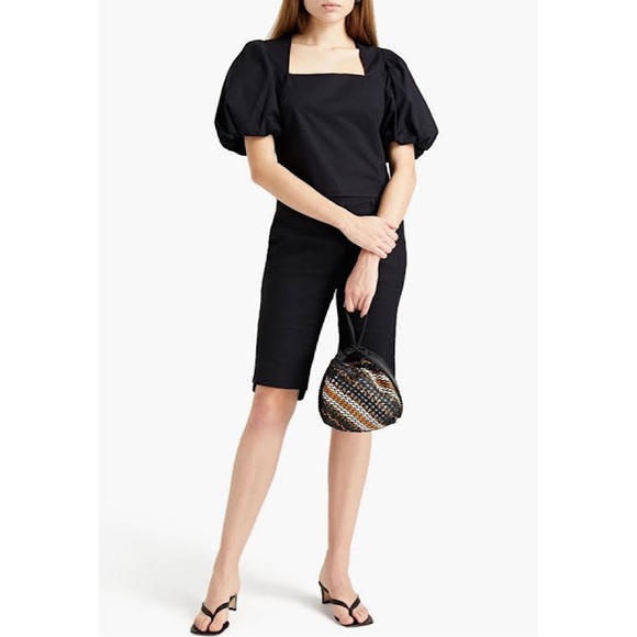 🔥🔥🔥NEW Frame Black Nina Crop Poplin Puff Sleeves Blouse - Picture 4 of 7